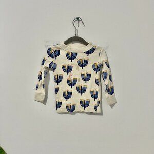 Hanna Andersson Boy's Menorah Holiday Print Long Sleeve Pajama Top Size 2T